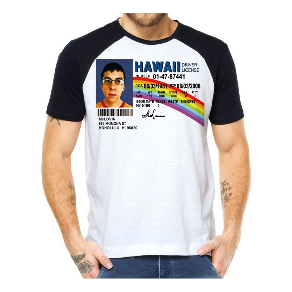 Camiseta camisa superbad Mclovin identidade filme nerd  anime série