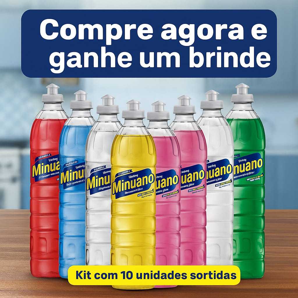 Kit 10 Detergentes Lava Louças Sortidos MINUANO 500ml + BRINDE Promoção em Oferta na Shopee