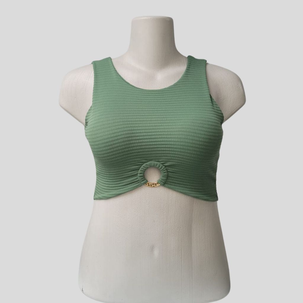 Regata Feminina Blusinha Cropped Sensual Top Feminino Com Bojo Com Argola Gola Redonda em Oferta na Shopee
