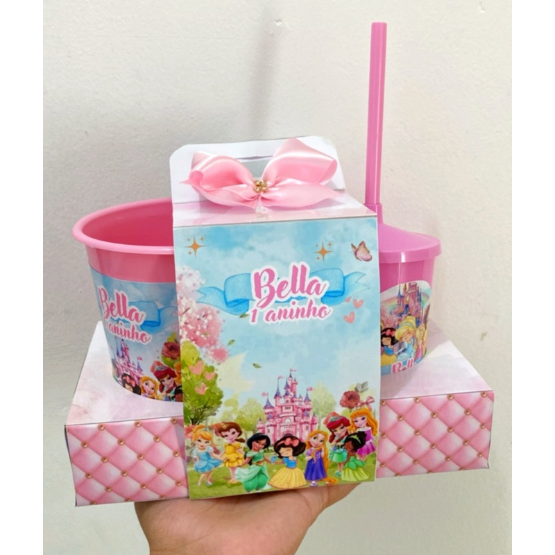 KIT CINEMA NA CAIXA PRINCESAS E PRINCIPES BABY/ LEMBRANCINHAS PERSONALIZADAS FESTA INFANTIL