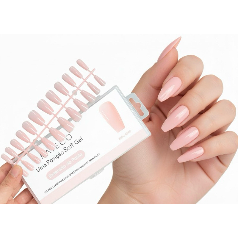 Soft Gel Bailarina Importada Base Fosca Alongamento Soft gel estojo com 240 unidades 12 tamanhos