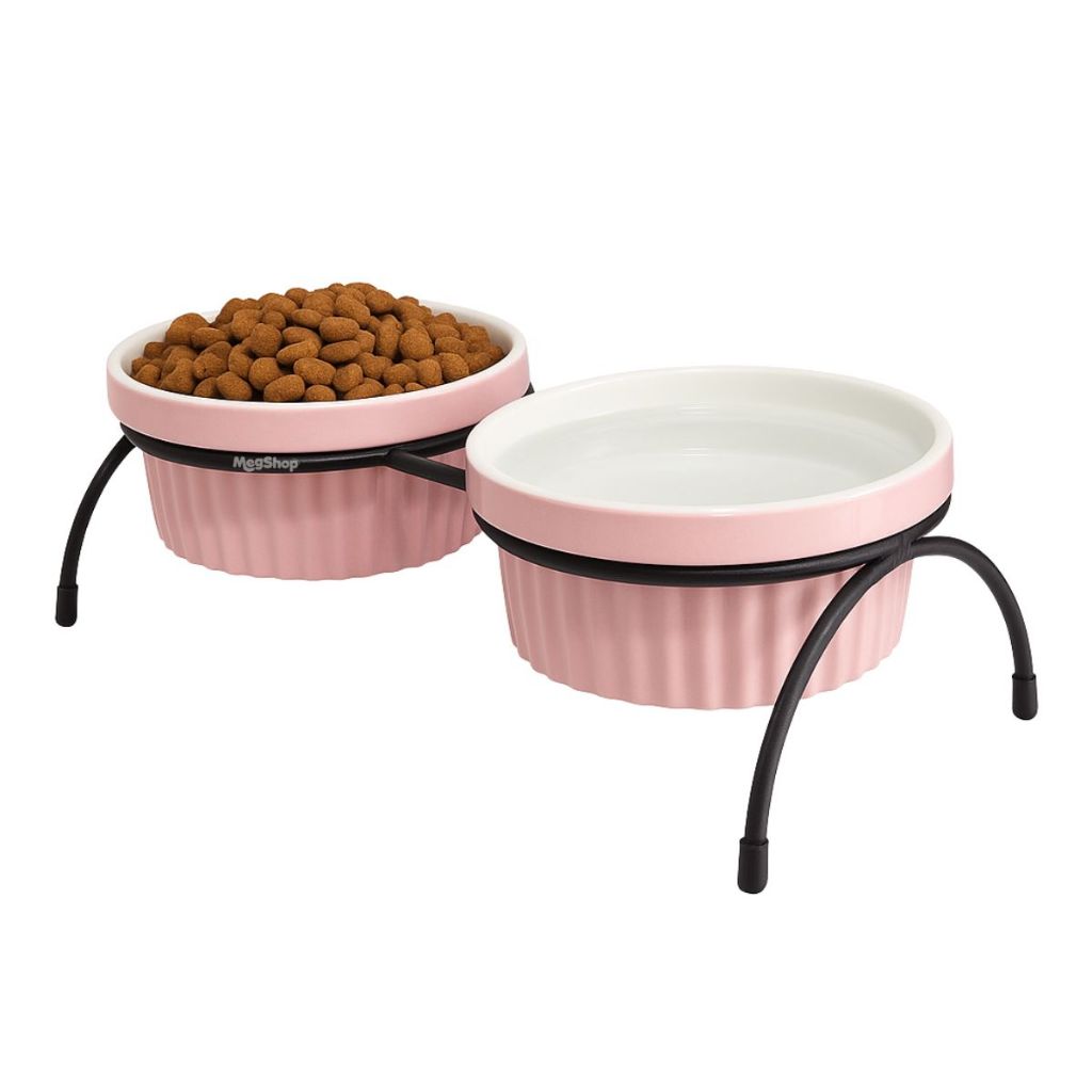 Comedouro Bebedouro elevado duplo Tigela de ceramica Gatos Pets caes em Oferta na Shopee