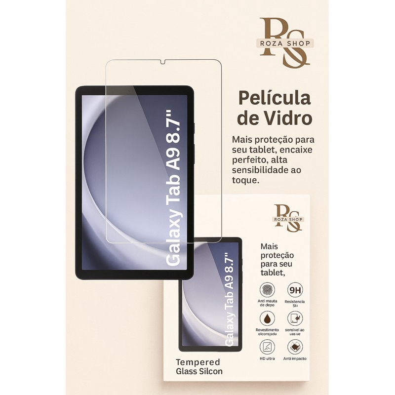 Película de Vidro Premium 9H para Galaxy Tab A9 8.7” – Proteção Total e Alta Transparência