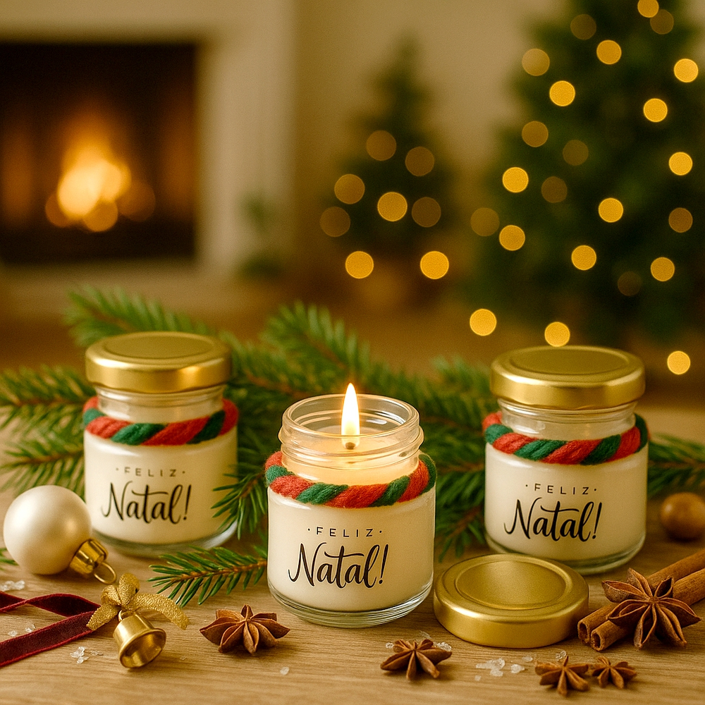 10 Mini Velas Aromáticas - NATAL - SAQUINHO ORGANZA - Lembrancinhas, Presente