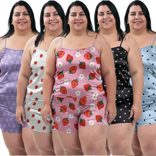 Kit Conjuntos Pijamas Plus Size Baby Doll Short Doll Sem Bojo Feminina Original Estampas Variadas em Oferta na Shopee
