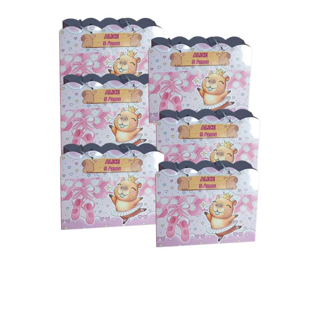Sacolinha Personalizada CAPIVARA BAILARINA - Festa de Aniversário - Lembrancinha (Envio Rápido)