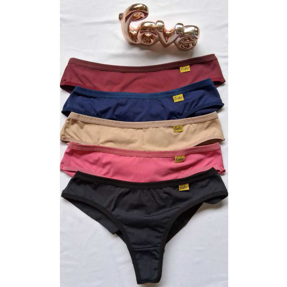 Kit 5 Calcinha tanga Fio Duplo Levanta Bumbum Fio Dental Confortável Forro em Algodão Sensual