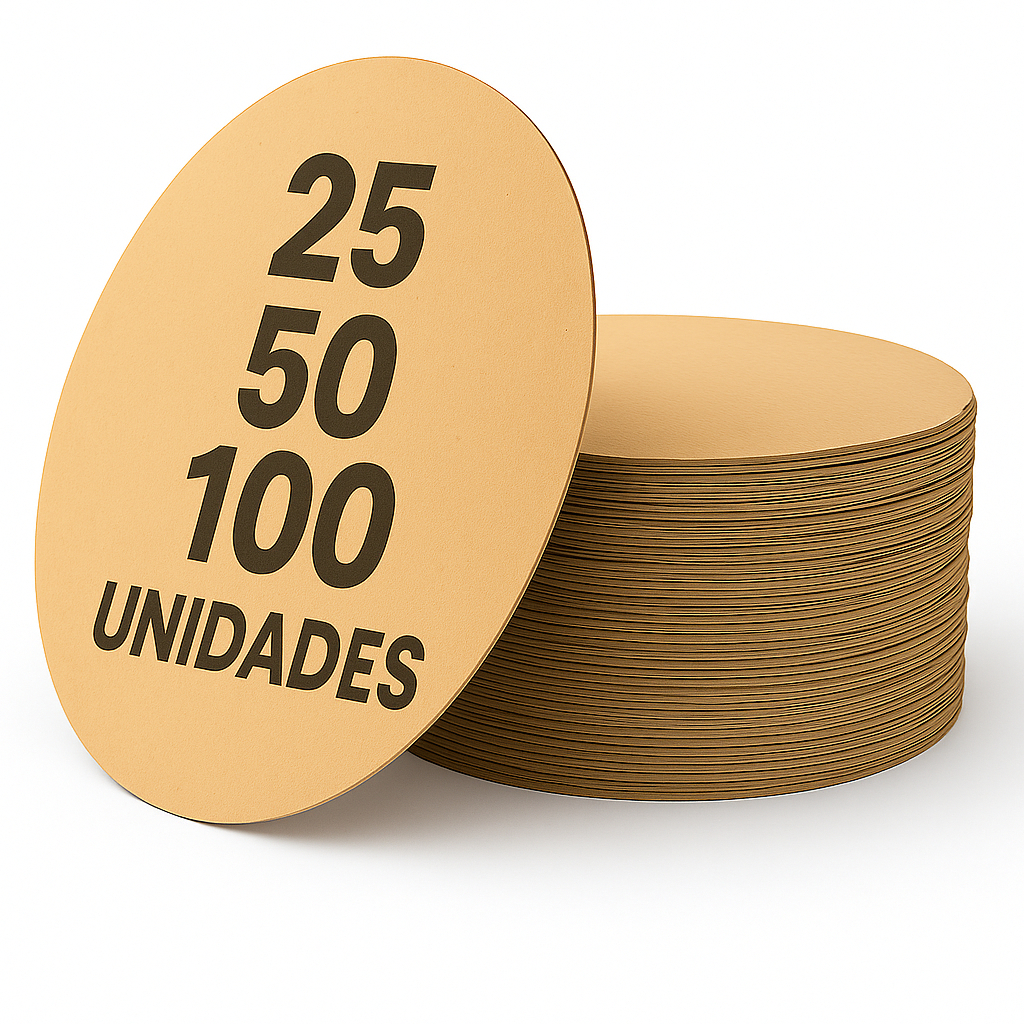 Kit 25 50 100 Supla 35x35 Cru Circulo Base MDF 2.5mm Decoração de Mesa Artesanato Suplat Porta Prato