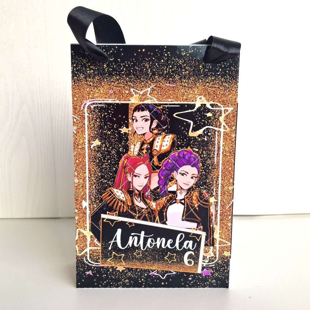 Sacolinha G Personalizada GUERREIRAS DO KPOP GOLDEN /Lembrancinha de Festa /Aniversário