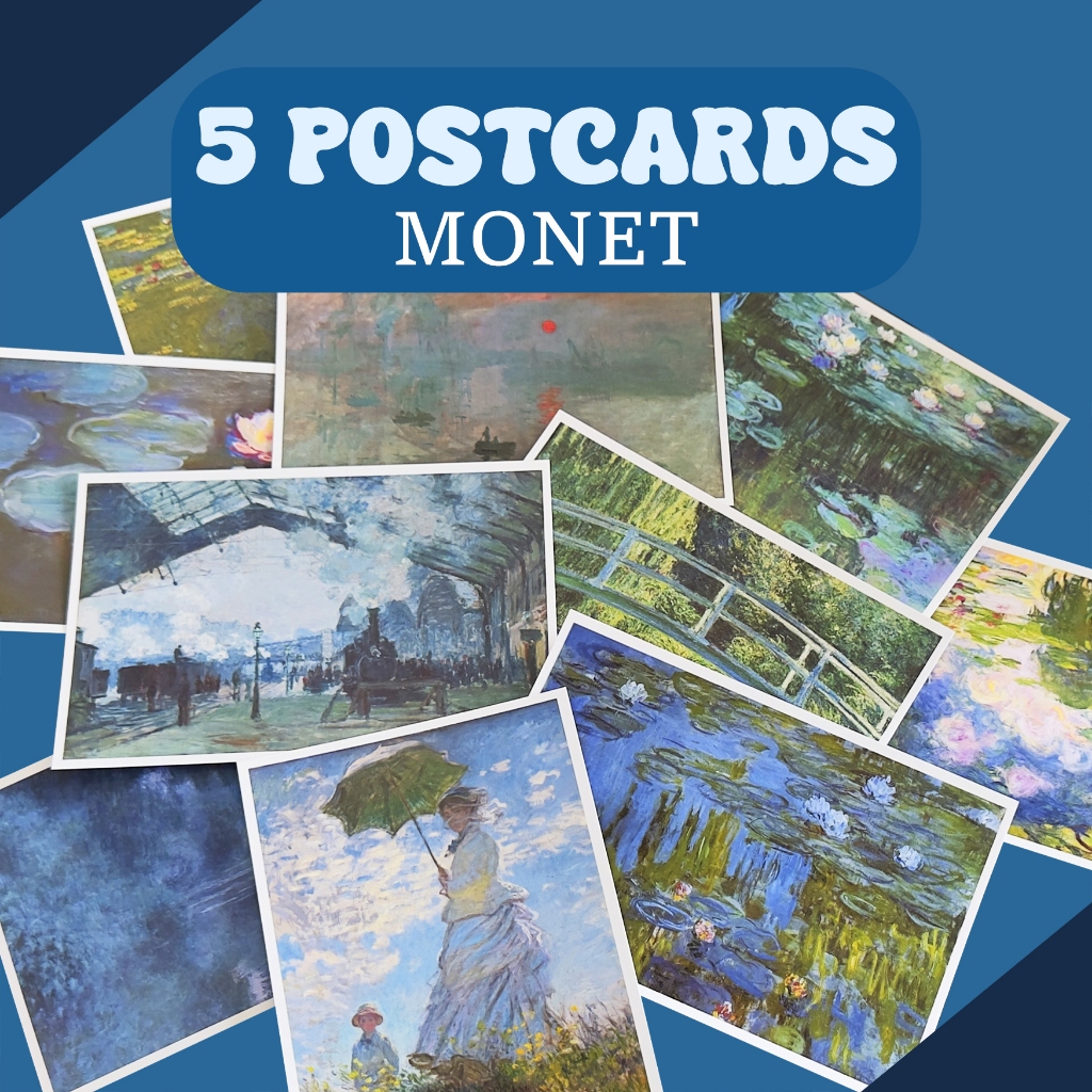 Kit Postcard Monet 5 Unidades | 10cm x 15cm | Cartão Postal | Mini poster | Papelaria | Arte | Vintage