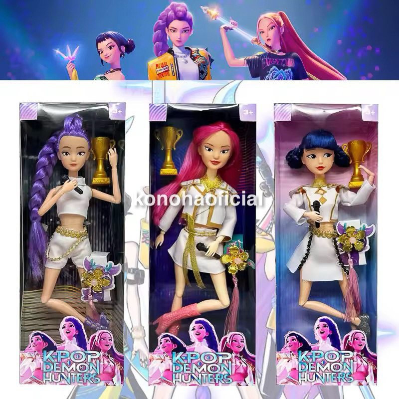 3 Bonecas K-Pop Demon Hunters Guerreiras Kpop Figura de Ação Rumi Mira Zoey Brinquedo Decorativo Premium
