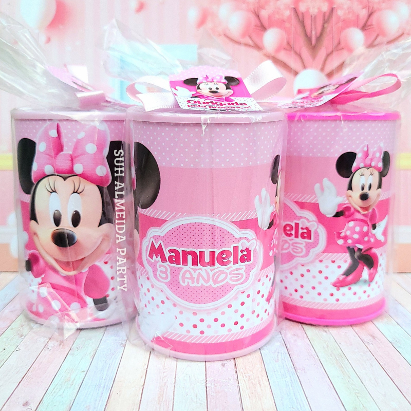 Cofrinho Personalizado Minnie Rosa Lembrancinha Festa