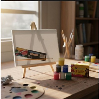 Kit Telas Pintura 20x30cm Algodão Uso Artístico +Cavalete 25x39 +6 guaches+ pincel Leia a Descrição em Oferta na Shopee