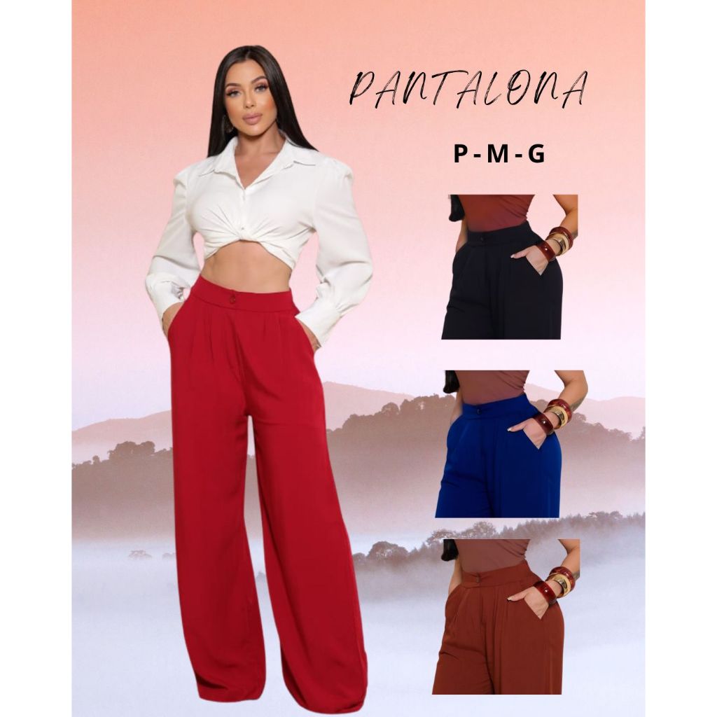 Calça Pantalona Feminina Viscolinho com Botões | Leve, Elegante e Confortável