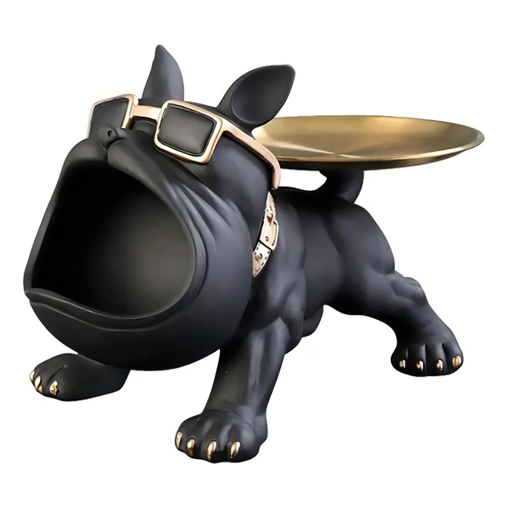 Estátua Decorativa Bulldog Porta Objetos De Mesa Rack Sala Cor Bulldog Bocao