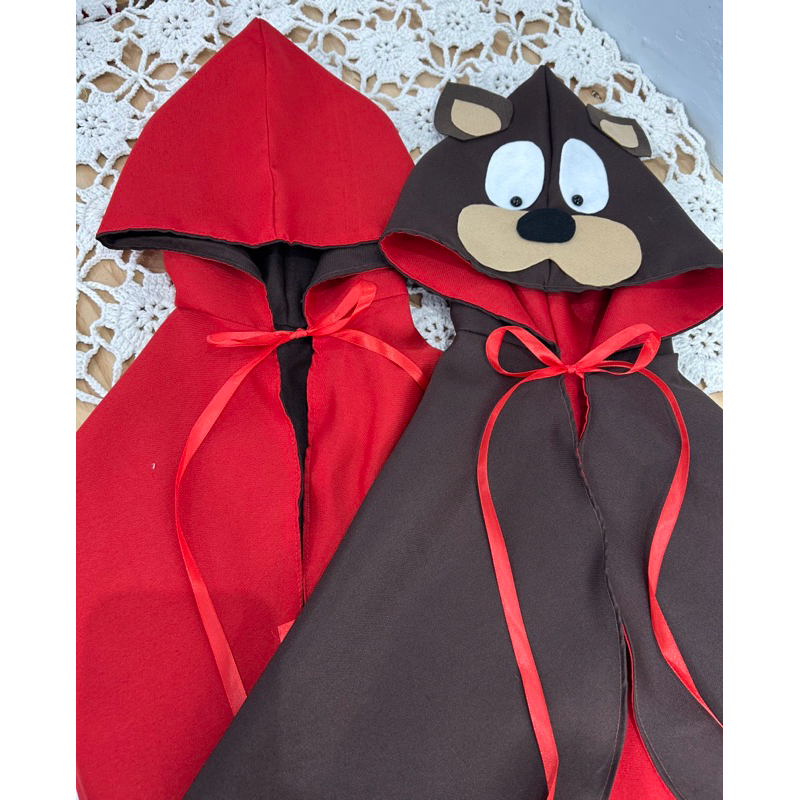 Novidade!!!!! Capa fantasia  dupla face infantil Chapeuzinho Vermelho e Lobo Mau em Oferta na Shopee