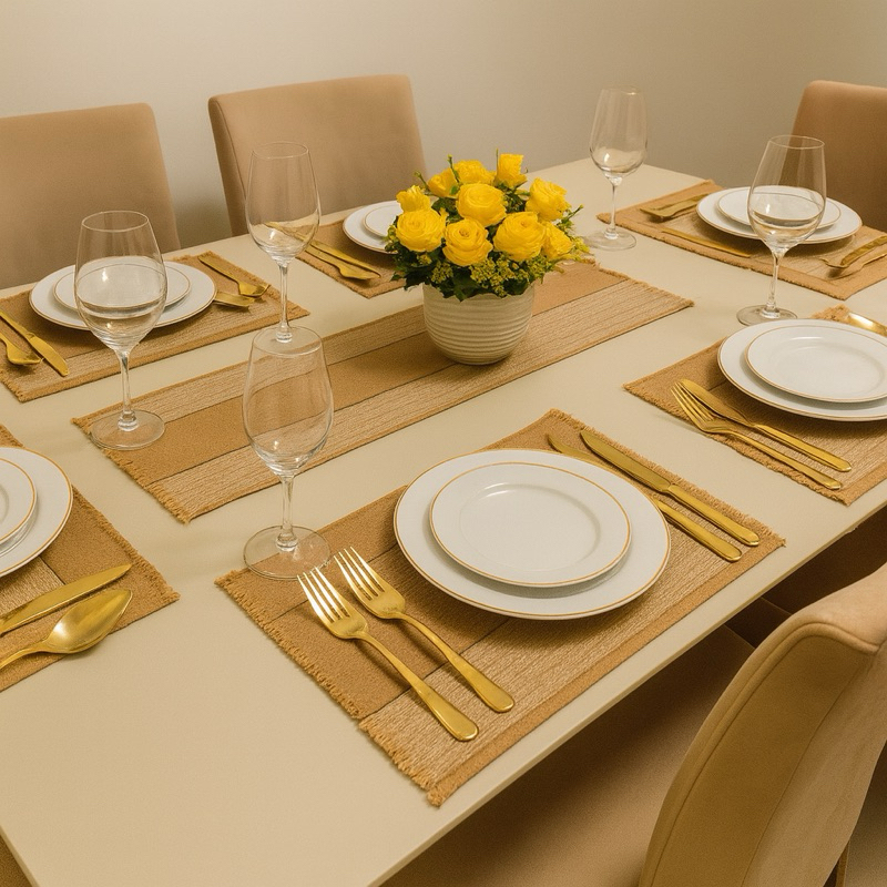 Jogo Americano 7 peças Feito em Tear 1 caminho de mesa e 6 posições Decoração em Oferta na Shopee