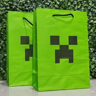 Sacolas para festa infantil minecraft Sacolas de papel minecraft