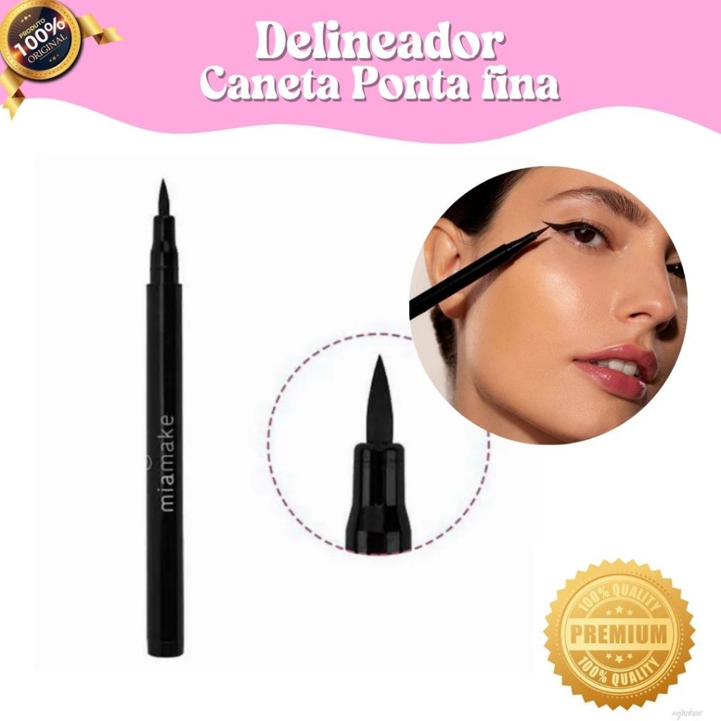Delineador Caneta Mia Make Preto Intenso – Traço Fino e Preciso– Fácil de Usar e Secagem Rápida em Oferta na Shopee