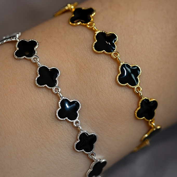 Pulseira Trevo Delicada Feminina Prata 925 ou Ouro 18K Amuleto da Sorte em Oferta na Shopee