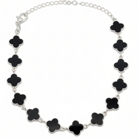 Pulseira Trevo Delicada Feminina Prata 925 ou Ouro 18K Amuleto da Sorte