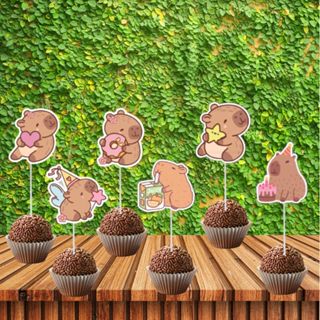 Tags Toppers P/ Docinho Capivara fofa - Topper Cupcake Capivara - Topper de doce Capivara em Oferta na Shopee