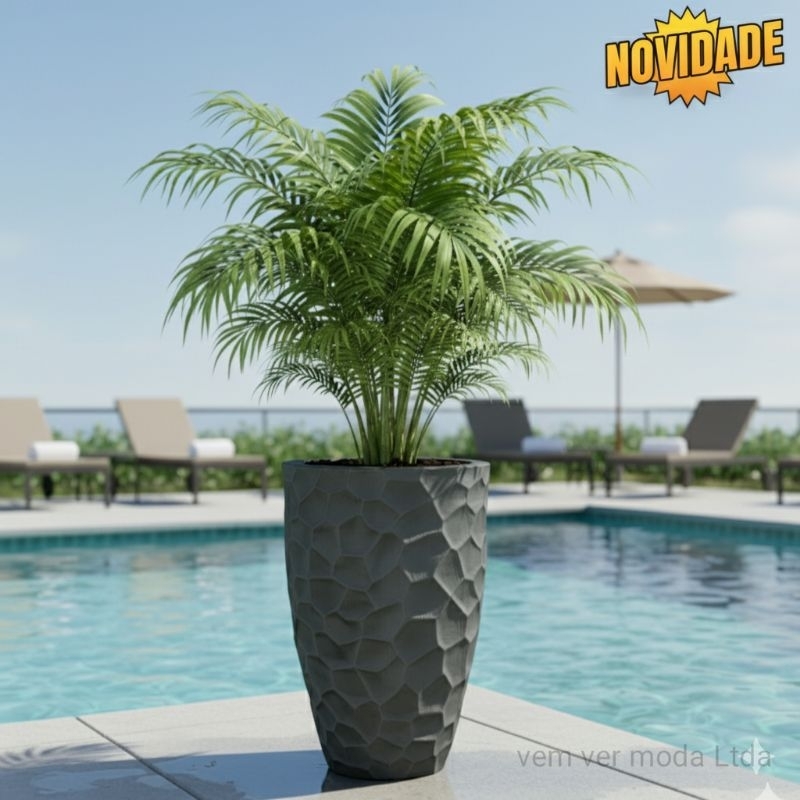 Vaso para Planta Coluna Pedra em Polietileno G 58x39