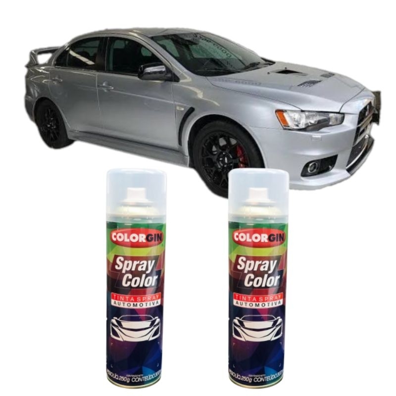 Spray Automotivo Prata Tecno - A03 Mitsubishi + Verniz Spray 300ml Uso Automotivo