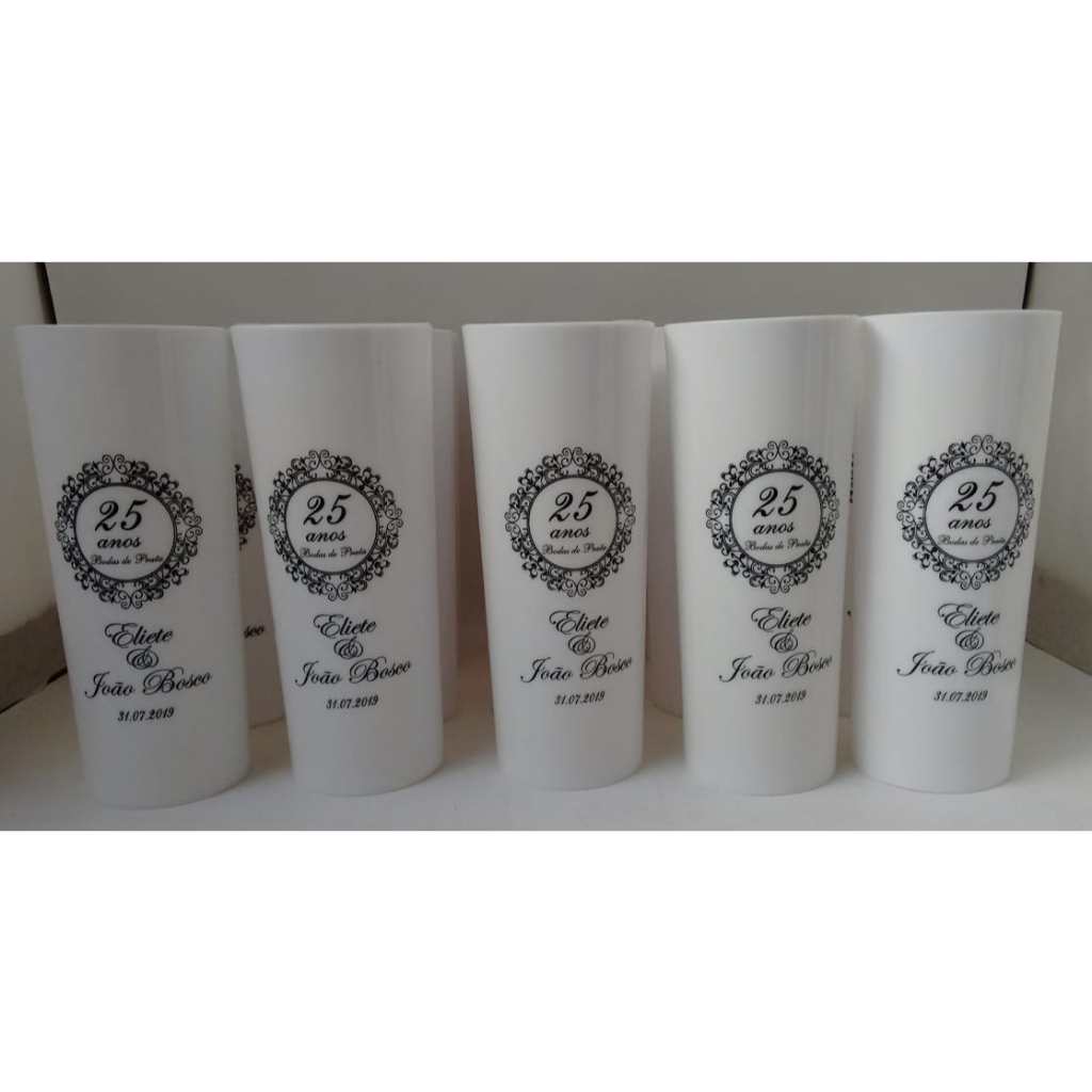 KIT 20  Copos Long Drink PERSONALIZADO  - Bodas de Prata