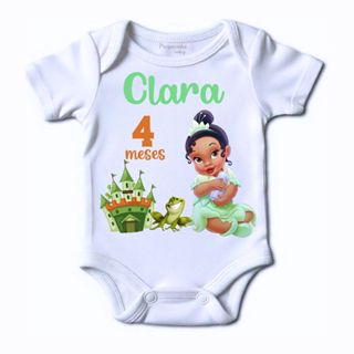 Body bebê Princesa Tiana Personalizado com nome e mês A princesa e o sapo em Oferta na Shopee