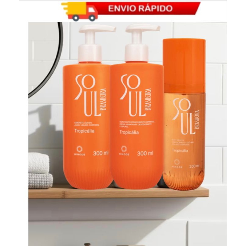 Kit Tropicália Hinode - Sabonete Liquido I Hidratante Corporal I Body Splash Soul Brasileira