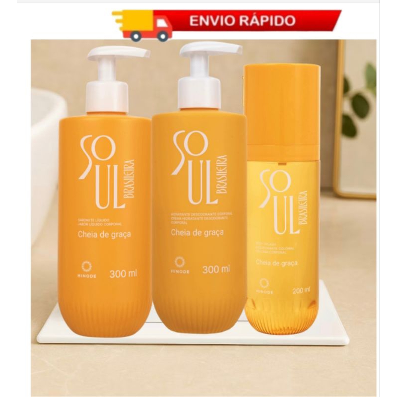 Kit Completo Soul Brasileira Cheia de Graça I Body Splash I Hidratante Corporal I Sabonete Líquido Hinode