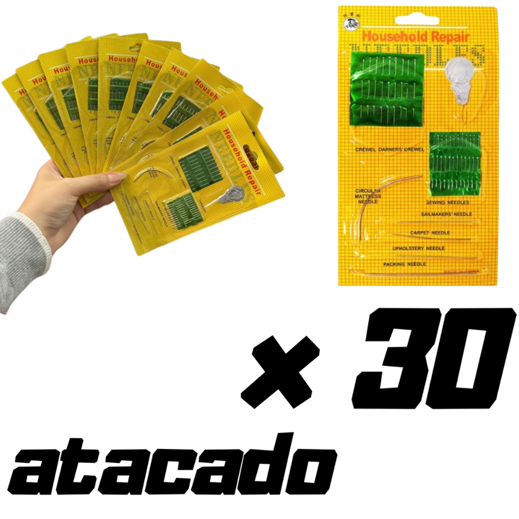 Kit 30 cartelas agulhas Mãos Agulheiro Passador De Linha Costura e Bordado 27 Peças ENVIO IMEDIATO em Oferta na Shopee