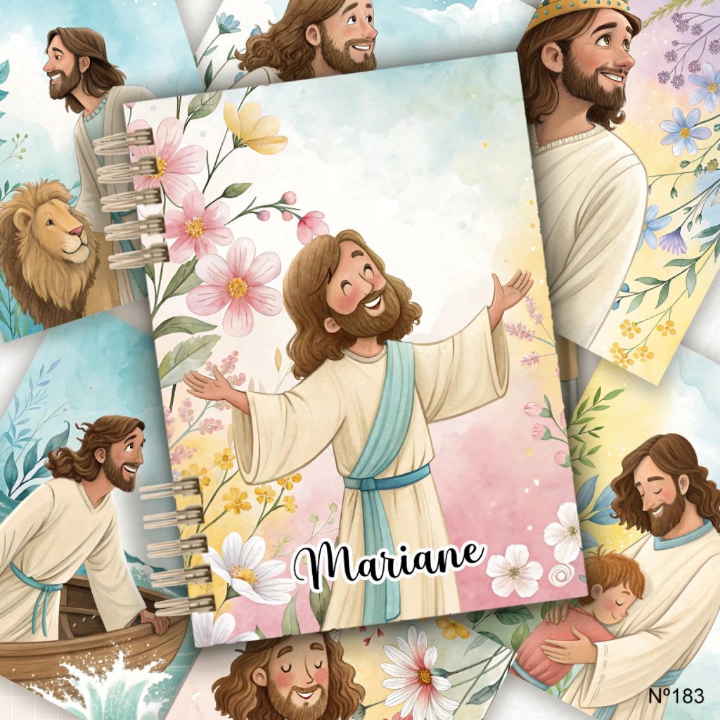 Caderno Personalizado Meu Doce Jesus Capa dura Laminada 200 páginas com Versículos