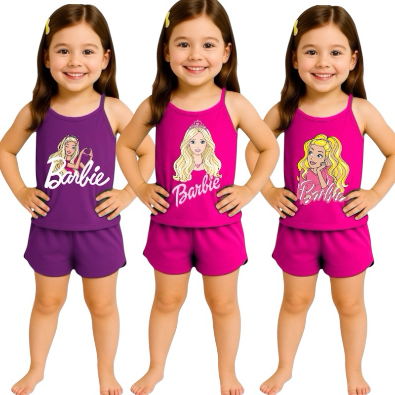 Pijama Infantil Feminino Curto Baby Doll Short Doll Alcinha Barbie Verão em Oferta na Shopee