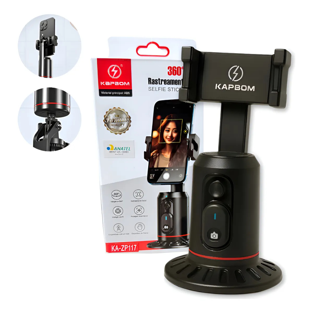 Tripé Gimbal Estabilizador Celular Reconhecimento Facial 360 Vídeo Preto