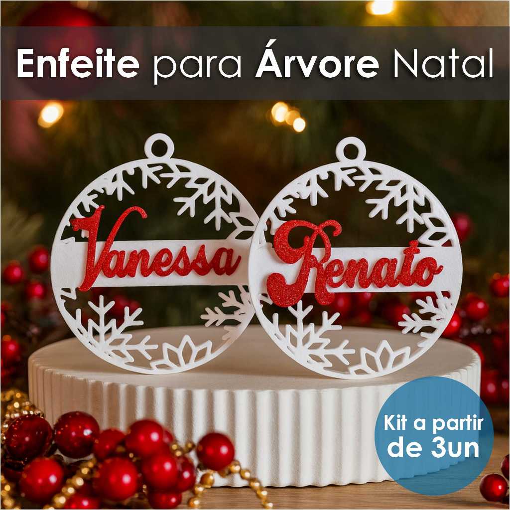 Enfeite Natalino Árvore de Natal - Kit 3 a 12un - Decoração Natal Impressão 3D