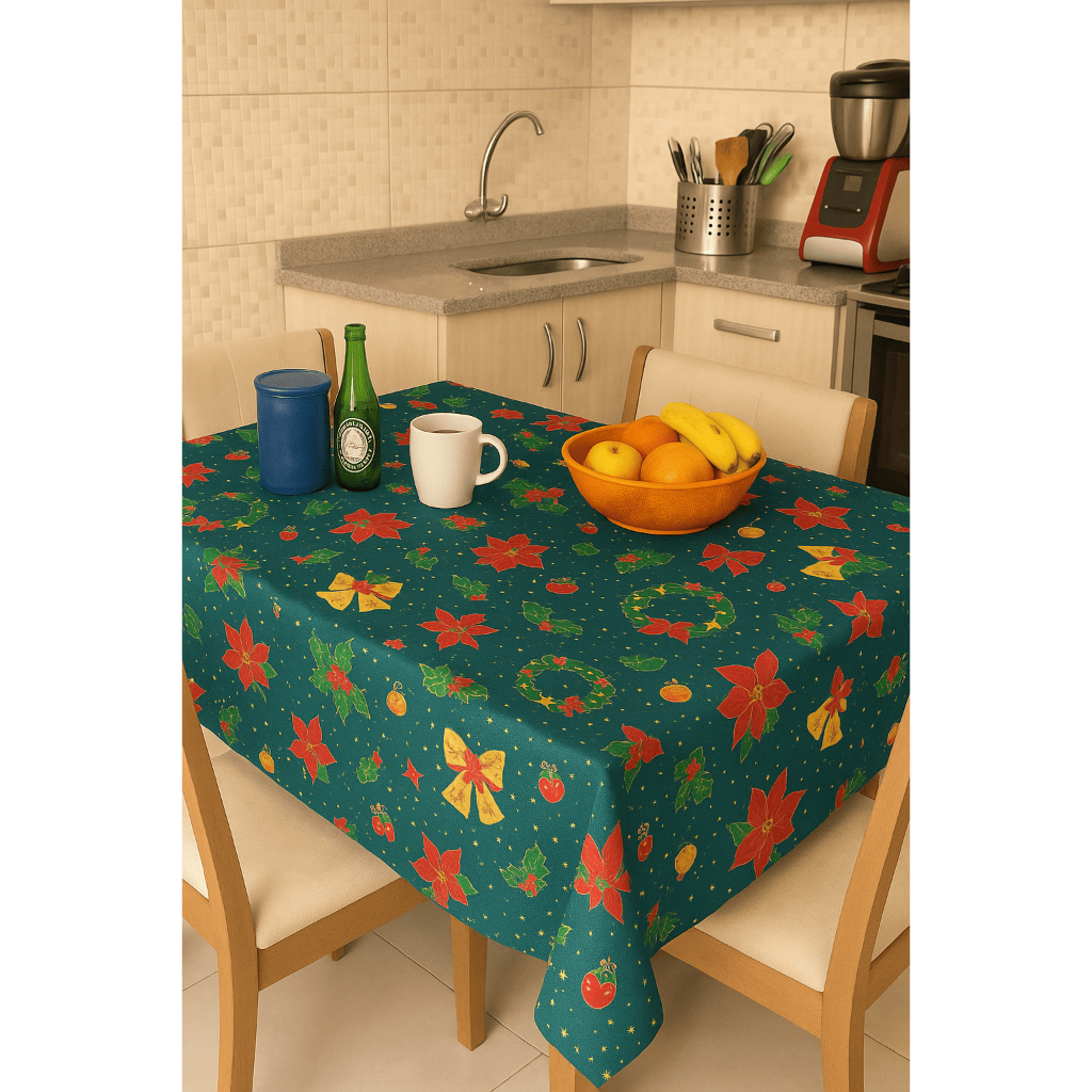 01 Toalha de mesa de Natal Quadrada 1,50mx1,50m/Oxford Acabamento Bainha/Toalha para mesa