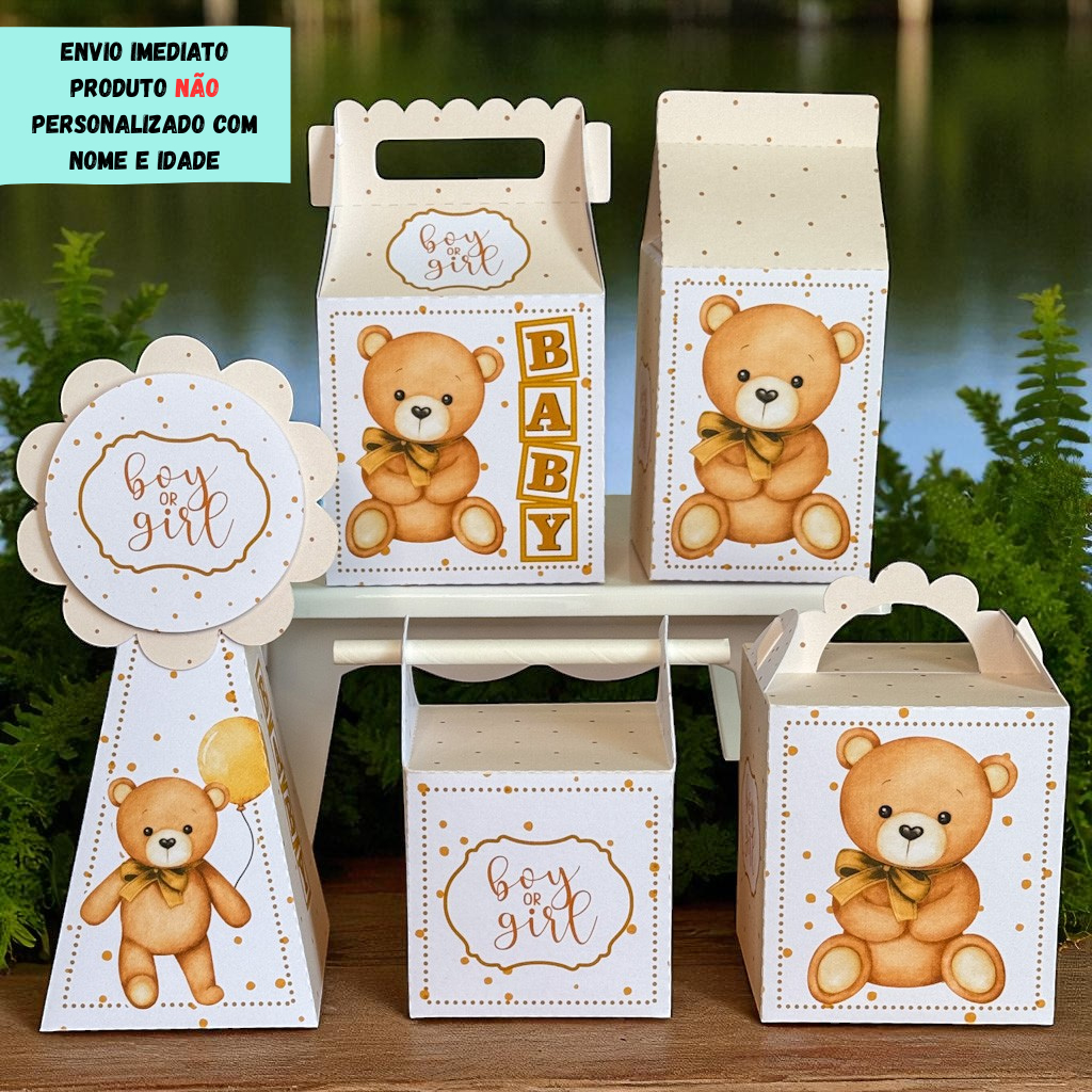 KIT FESTA cha revelaçao neutro Personalizado  pegue e Monte Lembrancinhas - Aniversário - Caixinha  -pronta entrega