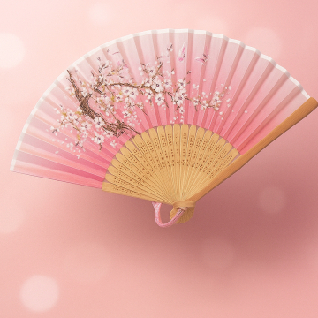 Leque de madeira e tecido 21 cm