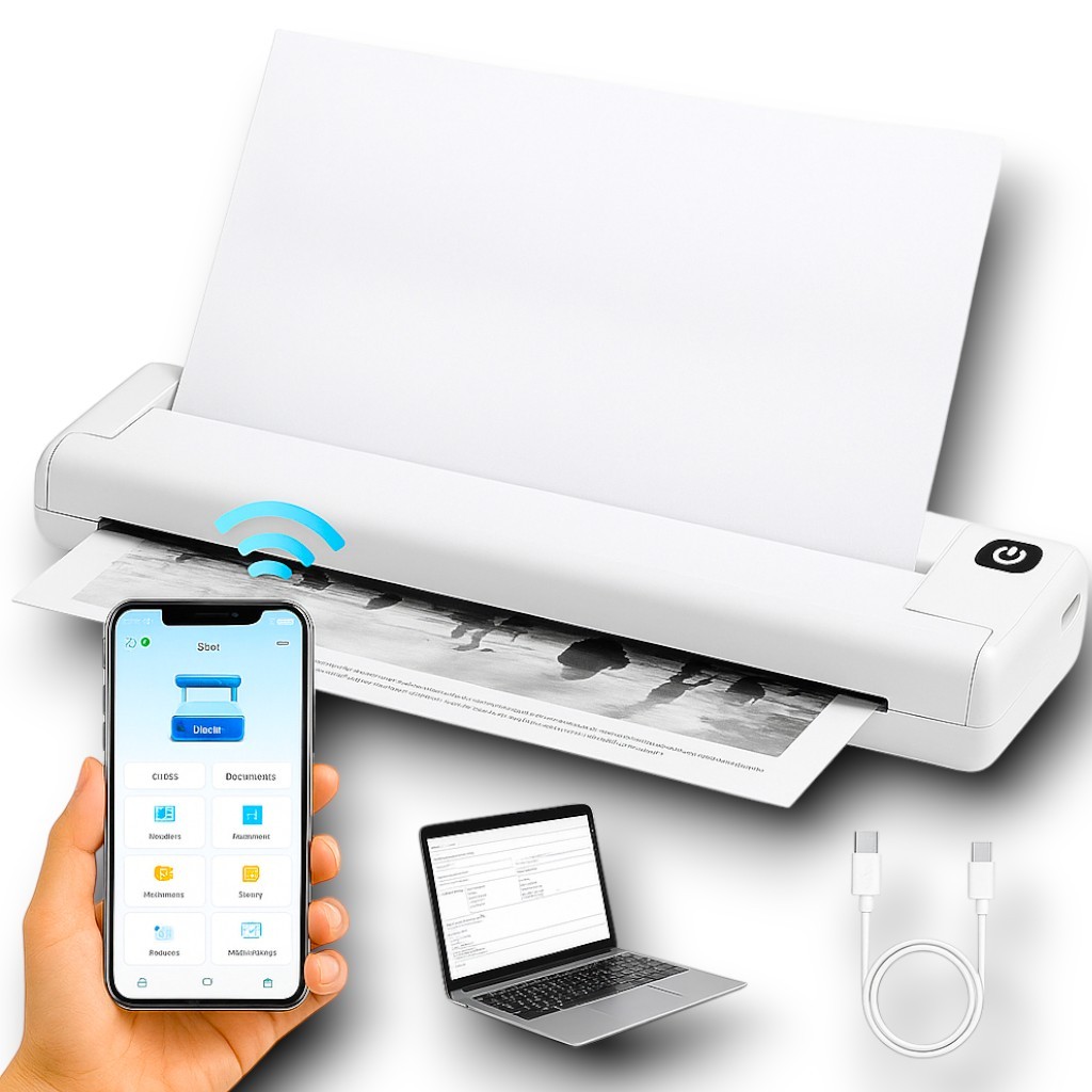 Impressora A4 Sem Tinta portátil Recarregavel Para Uso Doméstico Pequena impressora de Papel App Celular Usb