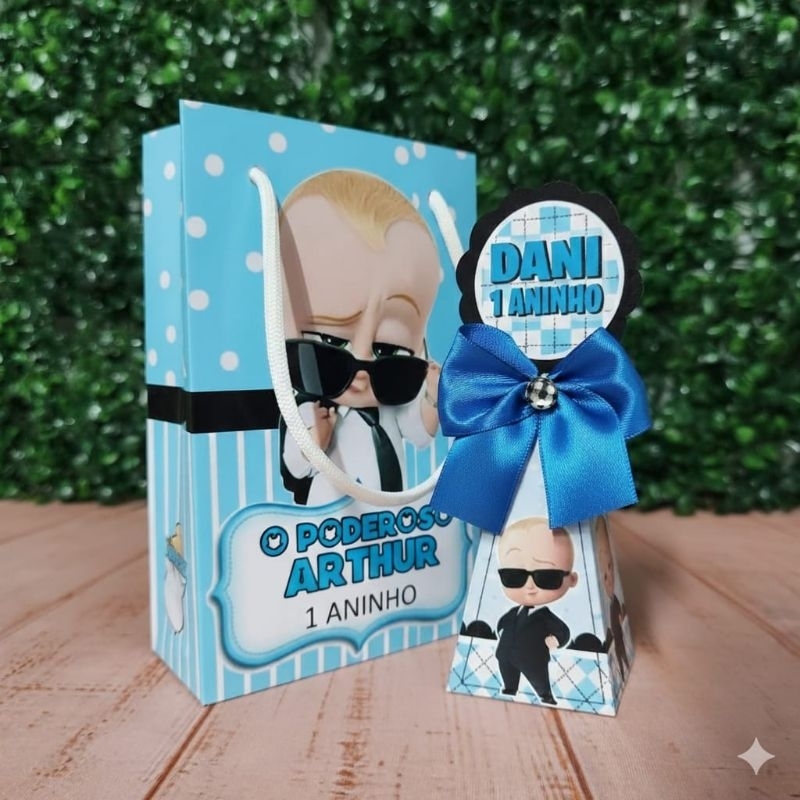 Kit Pegue e Monte Poderoso Chefinho Sacolinha Personalizada + Caixa Pirâmide Personalizada