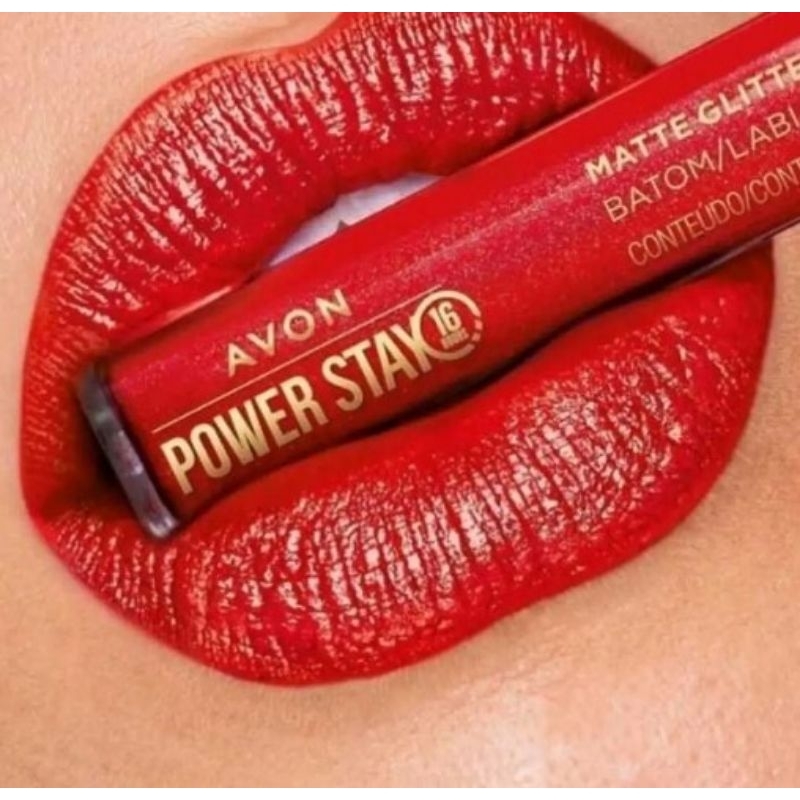 Batom Líquido Matte Glitter Effect Avon Power Stay 7ml