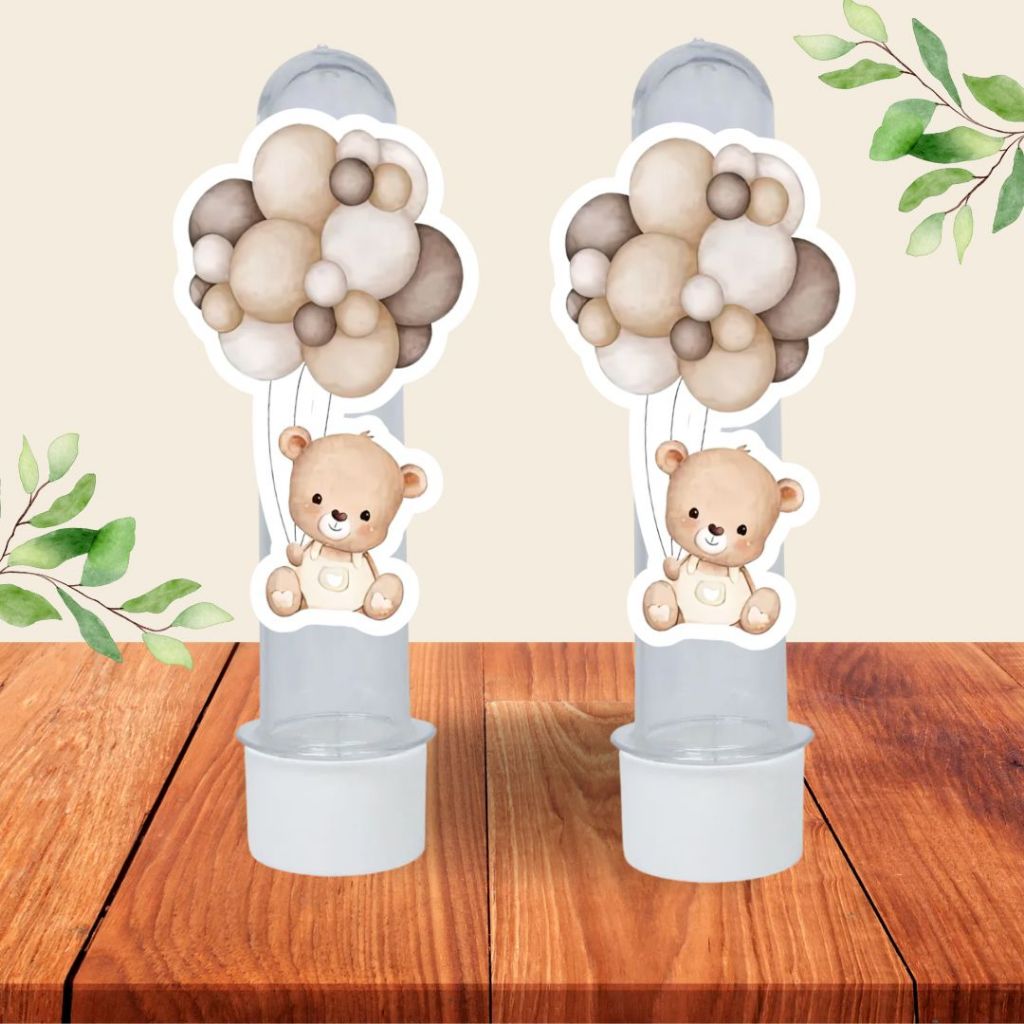 Aplique para Tubete Ursinho Neutro Chá de Bebê Marrom e bege neutro em Oferta na Shopee
