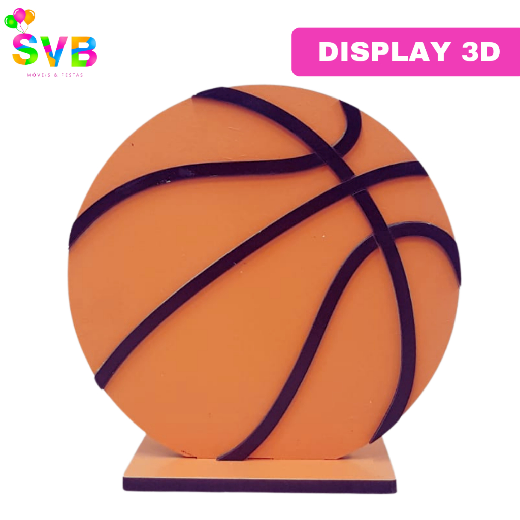 Display Bola De Basquete Decoração Festa Esporte Mdf Centro de Mesa SVB MÓVEIS E FESTAS