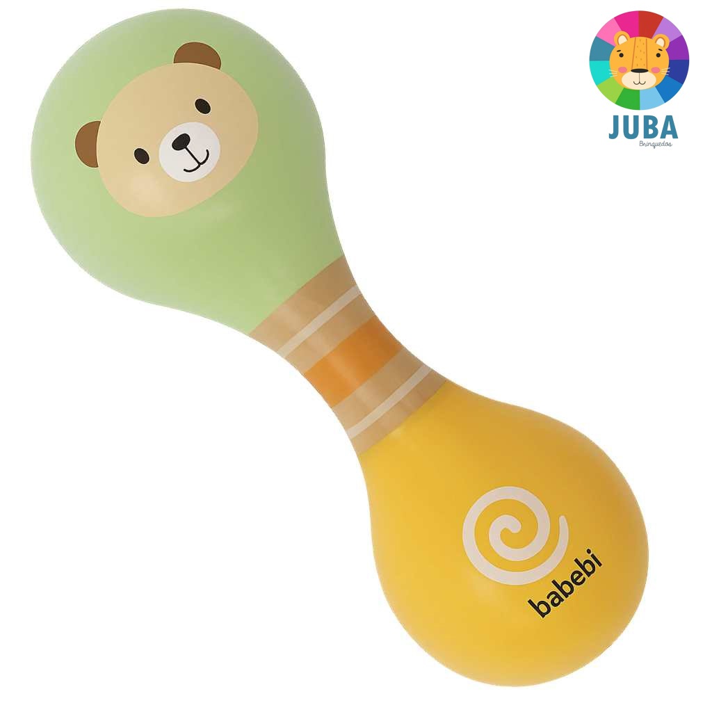 URSINHO MARACA Instrumento musical Brinquedo Educativo Madeira Importados BABEBI EMBALADO  PRESENTE