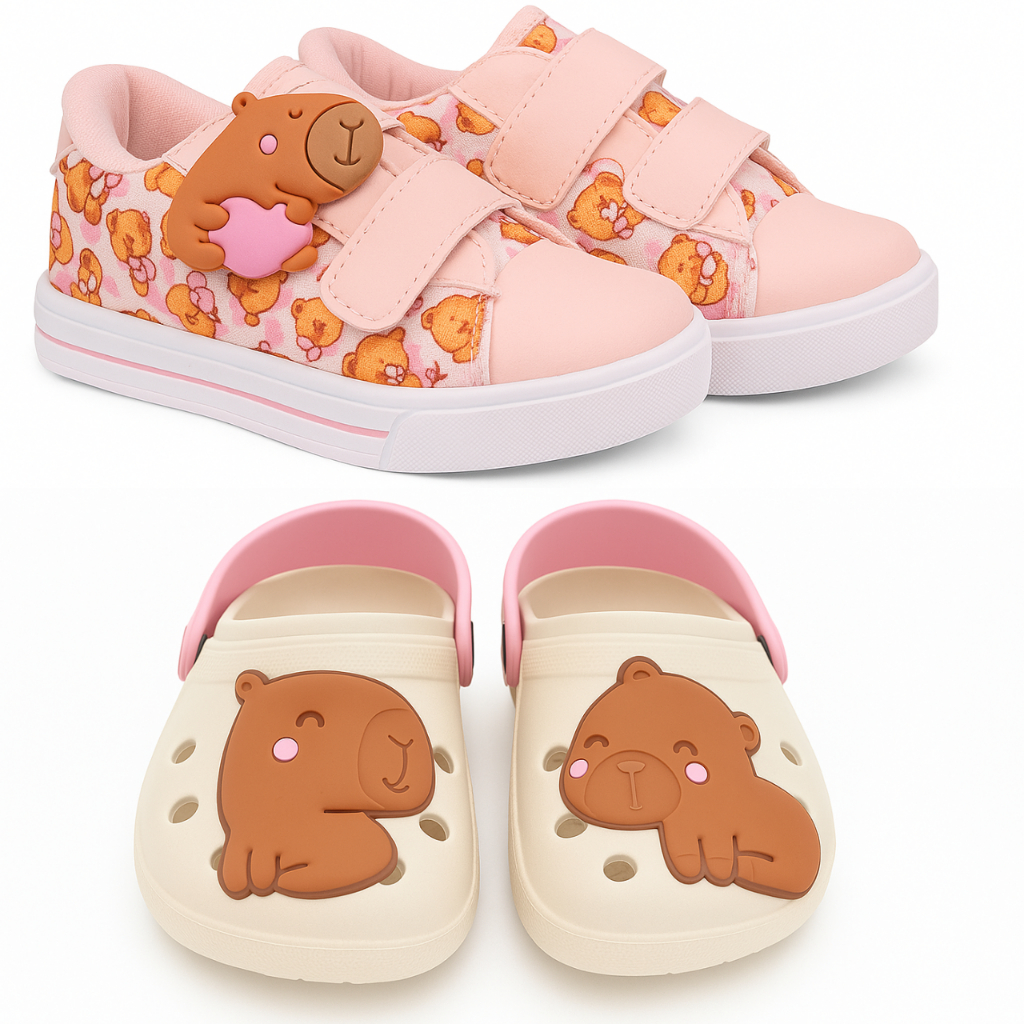 kit tênis infantil menina com sandália babuche de criança moda escolar em Oferta na Shopee