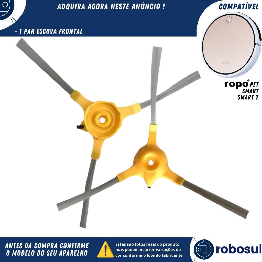 Par de Escovas Para Robô Aspirador Ropo Pet  Ropo Smart 1 e 2 ISWEEP X3