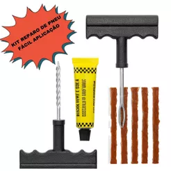 Kit Reparo de Pneu + Refil 8 em 1 | Aplicador Macarrão Carro Moto Bike
