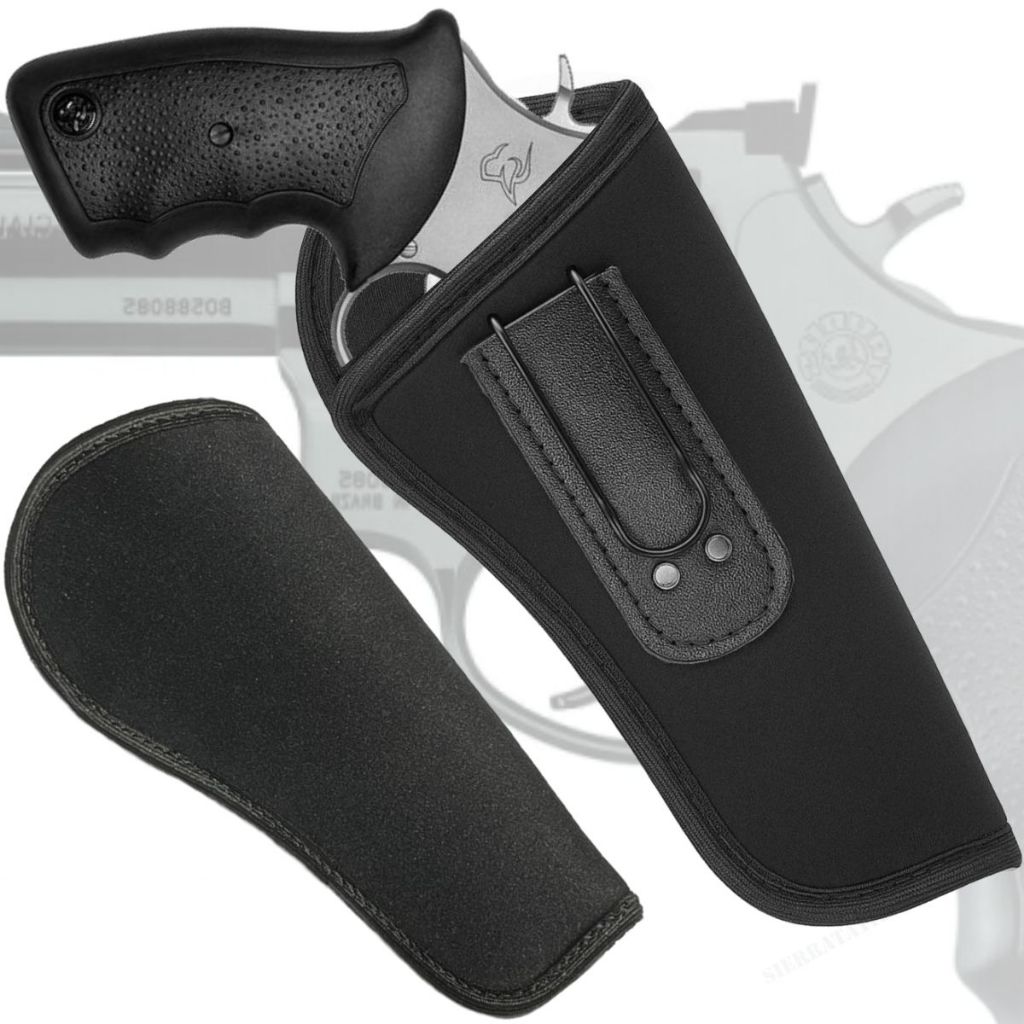 Coldre Neoprene Revestido em Nilon - Velado REVOLVER 38 ou 357 de 4 Polegadas com Gancho.